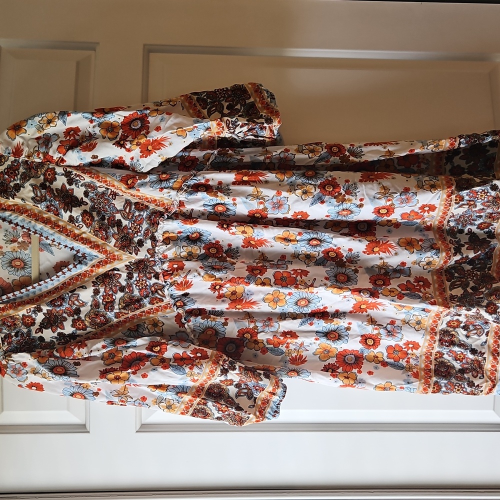 Orange Bell Sleeve V-Neck Sundress